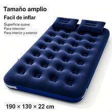 Luxury Inflatable Camping Air Mattress, PVC Sleeping Pad, Double Air Bed With Built-In Pump And Thick Mattress. Includes Two Inflatable Pillows. - Navy Blue - View 11