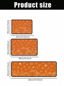 1/16pcs Autumn Theme Doormat/Thanksgiving Door Mat, Orange Background With Pumpkin And Maple Leaf Pattern, Autumn Harvest Season Decorative Mat, Welcome Mat/Kitchen Rug, Stain-Resistant Doormat, Autumn Party Decoration - Multicolor - View 7
