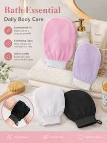 1/4pcs Double-Sided Body Exfoliating Gloves, Deep Cleansing Dead Skin Removal Bath Scrub Mitts, Unisex, Suitable For All Seasons - Multicolor - View 8