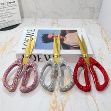 1pc Luxury Rhinestone Stainless Steel Scissors, Portable Multi-Purpose Scissors, Suitable For Office, Home, Tailoring And Sewing, For Adults Only, 18+ Age Restriction - Multicolor - View 4