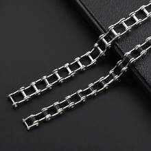 1pc Men's Heavyweight Stainless Steel Motorcycle Chain Bicycle Bracelet, Biker Jewelry Gift, Chain Design With Punk Rock Style - Multicolor - View 3