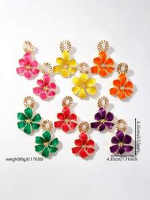 Betykuku 1/6 Pairs Colorful Flower Earrings Set For Women And Girls, Daily Casual Party Jewelry Gift - 6 Pairs Set - View 6