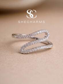 1件 S925 純銀幾何扭轉戒指，女性精緻珠寶，復古派對禮物，適合女孩/老師 - 款式6 - 查看 2