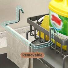 Kitchen Sink Organizer Rack, Countertop Sponge Holder With Towel Bar And 30° Drainage Tray, Suitable For Storing Sponges And Kitchen Utensils, Applicable For Kitchen And Bathroom, Back To School Essential - Multicolor - View 7