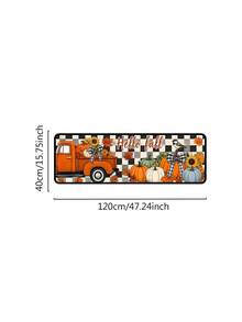 1/16Pcs Hello Fall Theme Doormat, Thanksgiving Door Mat, Printed With Orange Pumpkin, Maple Leaf And Black & White Plaid Pattern, Autumn Harvest Festival Decoration Mat, Welcome Kitchen Rug, Dirt-Resistant Floor Mat, Autumn Party Decoration - Multicolor - View 10