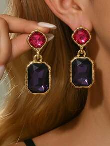 1 Pair Of Fashionable Sparkling Crystal Earrings For Brides And Ladies, Suitable For High-End Dinners, Evening Dresses, And Weddings - Champagne 563-1 - View 15