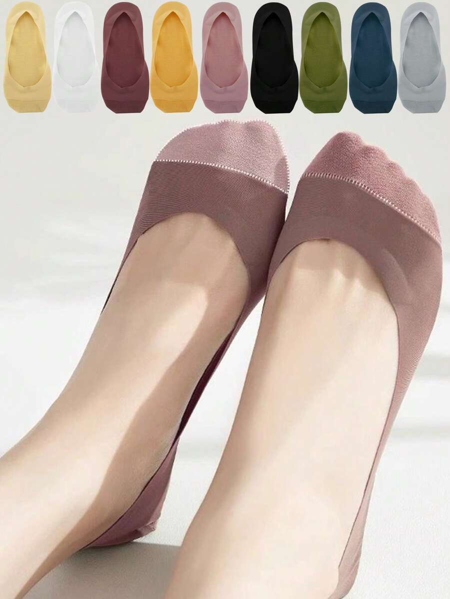 1/5/10 Pairs Soft Skin-Friendly Ice Silk Invisible Socks Women Summer Thin Breathable Sweat Absorbent Silicone Non Slip Short Socks