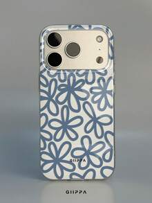 GIIPPA 1pc Blue Line Floral Pattern Design, Phone 17 Pro Max Phone Case, Compatible With Phone 16 Pro Max, 15 Pro Max, 14 Pro Max, Korean Style High-End Fashion Fun Phone Case, Compatible With 11/12/13/14/15/16 Pro Max Plus, Elegant Design Suitable For Men And Women, Perfect Gift For Girlfriend On Christmas, Valentine's Day, Easter, Wedding Season And Birthday! - Multicolor - View 1