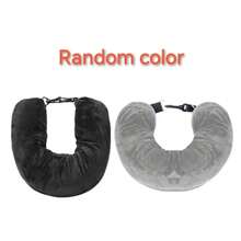 2pcs Portable Hollow U-Shaped Pillow Set, Detachable Washable Pillow Cover With Large Storage Space, Random Assorted Colors, Free Matching Long Binding Strap As Gift, Fit Back To School Dorm Rest, Long-Distance Travel, Airplane Naps - A - View 16