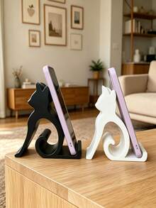 1pc Cute Cat Shaped Plastic Phone Stand, Universal Desktop Phone Accessory, Suitable For All Smartphones, Hands-Free Lazy Design, Supports Dorm Live Streaming And Movie Watching, Perfect Cute Desktop Decoration Gift For Women And Students - Multicolor - View 5