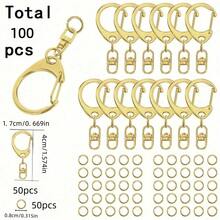30/50/100pcs Keychain Making Kit, Includes Keychains And Connecting Rings, Suitable For DIY Bags, Phones, Pets, Keychain Crafts (Includes Small C-Shaped Clasps And Closed Rings) - Multicolor - View 11
