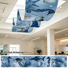 Ocean Party Decorations, Underwater World Ceiling Hanging Banners, Children's Birthday Decor, Hallway Ceiling Hanging Decorations, Marine Animal Banners, Underwater Theme Scene Setup - A - View 10