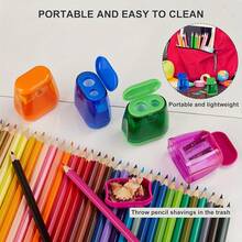 4pcs Manual Pencil Sharpeners - Dual Hole Portable Design, Suitable For Students, Office, Classroom And Home Office (Random Color) Back To School - Multicolor - View 11