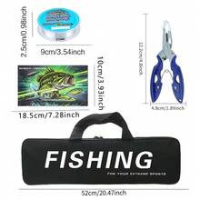 KecchKrezing Dragon Pattern 4-Section Straight Handle Fishing Rod And Reel Set, Complete Fishing Gear With Lure Pliers, Fishing Line, Lures And Portable Storage Bag, Specialized Equipment For Lake Bass Fishing, Suitable For Beginners And Advanced Anglers - Gold - View 5