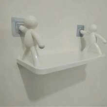 1pc Modern Chic Humanoid Wall-Mounted Storage Shelf 10 Inches Three Color Option Plastic Organizer Suitable For Kitchen Bathroom Storage Shelf Rack Kitchen Accessories No Drilling - Figurine Display Stand - View 16