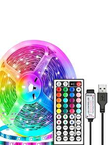 3FT-100FT 智能 RGB LED 燈條,居家裝飾派對裝飾 LED 燈條,DIY 柔性 RGB 燈條,配備 44 鍵遙控器,5V USB 供電 LED 燈條,適用於電視背光照明、女孩房裝飾、節日裝飾和 DIY 佈置(3.28FT/1M 尺寸較短,請根據您的實際需求選擇購買,內置背膠無法貼在粗糙牆面,請小心黏貼!) - 多色-44鍵 - 查看 2