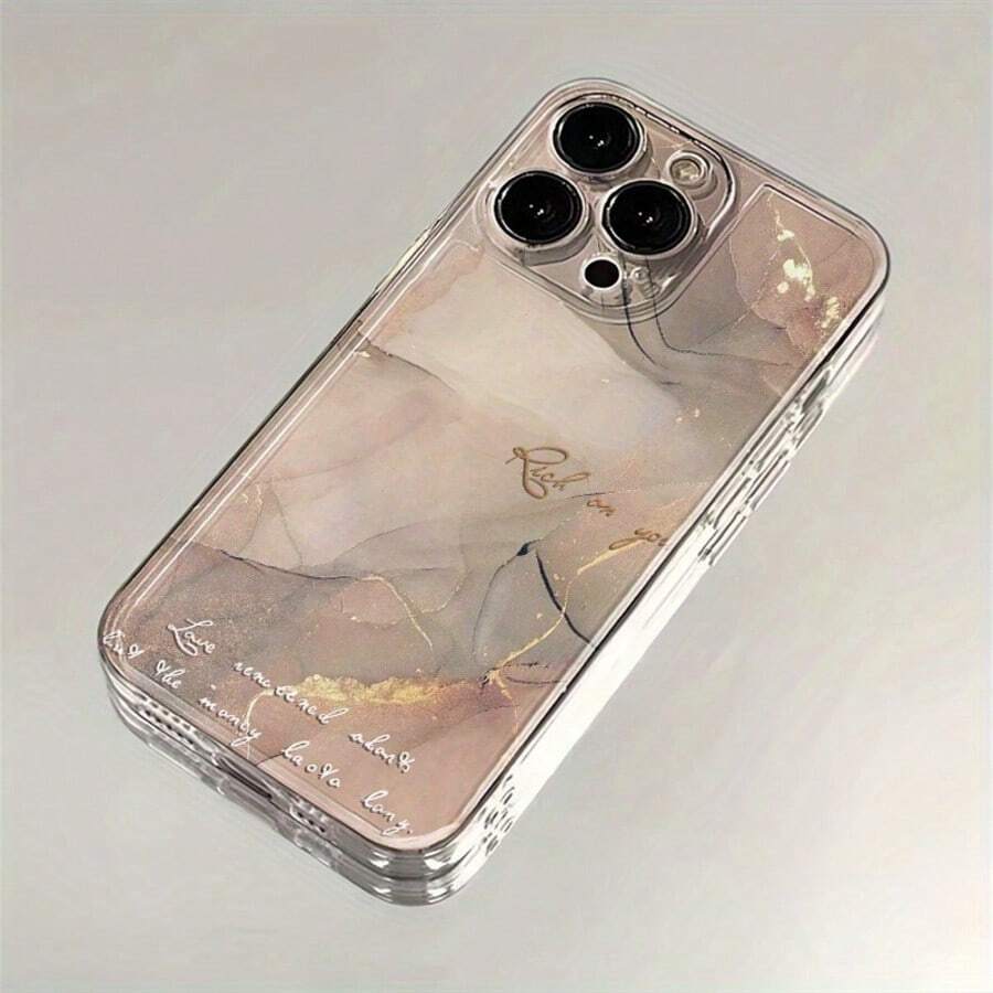 1 pieza Funda de teléfono minimalista con patrón de mármol de concha, alta transparencia, anti-caída, anti-rayones, anti-huellas, carcasa blanda de TPU transparente, protección de lente de cámara, compatible con Apple, Nothing, Pixel, funda protectora - Multicolor - Ver 1