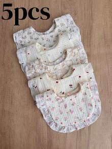 New Style Ruffle Edge Cotton Gauze Bibs For Baby, Infant Drool Bibs, Class A - Multicolor - View 12