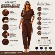 Women's Wide-Leg Pants And Short-Sleeve Top Set Summer - 鏽棕色 - 查看 2