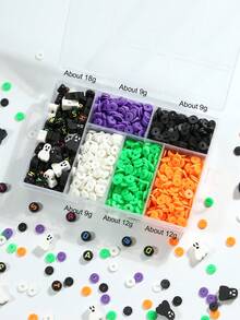 1630pcs Halloween Clay Beads Set, Includes Acrylic Letter Beads, Clay Disc Spacer Beads, Suitable For Making Bracelets, DIY Jewelry Pendants And Holiday Decorations. - 6-grid Clay Kit - View 9