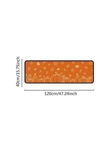 1/16pcs Autumn Theme Doormat/Thanksgiving Door Mat, Orange Background With Pumpkin And Maple Leaf Pattern, Autumn Harvest Season Decorative Mat, Welcome Mat/Kitchen Rug, Stain-Resistant Doormat, Autumn Party Decoration - Multicolor - View 9