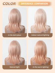 Topshe 16 Inch Light Pink & Silver Layered Cut Women's Wig With Bangs, Shoulder Length Straight Synthetic Fiber Wig, Heat Resistant Fashionable Hairstyle, Suitable For Halloween, Cosplay, Party, Costume Performance And Daily Wear - Multicolor - View 5