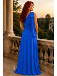 Long Party Dress With Lace, Lined Cups, Comfortable, Elegant, Simple - Royal Blue - View 7
