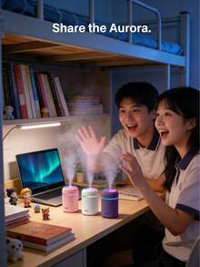 Mini USB Humidifier 300ML With Colorful LED Night Light, Portable Cool Mist Air Humidifier & Essential Oil Diffuser, Quiet Desktop Aroma Diffuser With 4/8H Timer, Small Personal Humidifier For Bedroom, Office, Home, Car Decoration - Cylinder - View 5