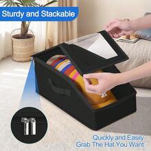 OrdoVault 12-Slot Top PVC Baseball Cap Storage Box, Hat Organizer, Closet Accessory, Foldable, With Label Slots, Suitable For Home Storage, Closet Organization, Organizing Baseball Caps, Duck Caps, Clothes, Etc., Ideal Holiday Gift - View 4