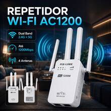 5G Repetidor Wifi 2800M 4 Antenas Amplificador Extensor De Sinal Bivolt Dual Band Sem Fio Mini Roteador Wps 1200 / 300mbps 2.4G Expansor Rede Alcance Wi-fi Externo Longa Distância Pix Link - Branco 2800M - Visão 11