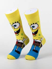 SpongeBob SquarePants 5/3/2/1雙中性趣味卡通印花襪，適合日常穿著、旅行、學校，低筒短襪，學生船襪。絕佳禮物，聖誕禮物、旅行禮物、婚禮禮物、聖誕派對禮物，送給媽媽的禮物、男士生日禮物、爸爸禮物、新年禮物、送給朋友的趣味禮物 - 彩色 - 查看 3