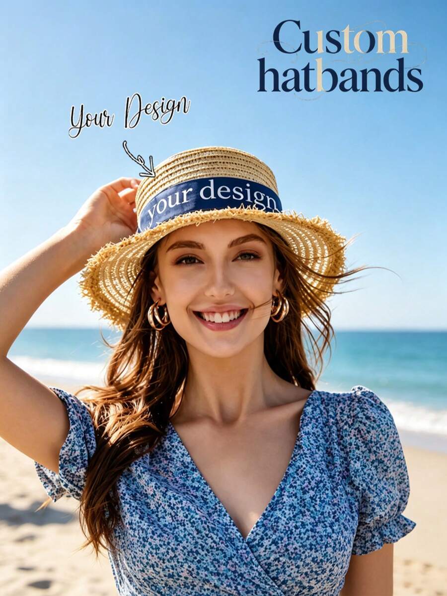 Custom Printed Hatband,Personalized Cowboy Hat Bands,Custom Hatband Text,Hatbands For Panama Hat (Only Suitable For Hats Made Of Stiff Materials) - Multicolor - View 1