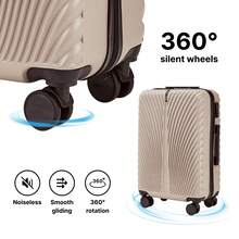 W WINGS Travel Luggage 4-Piece Set With Cabin, Medium, Large Suitcase And Vanity Case | 100% Polycarbonate, 360° Wheels, Lock - Beige - View 11