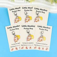 6pcs Cute Monkey And Banana Keychains With Inspirational Greeting Cards, Ideal Gift For Monkey Lovers, Suitable For Wallet, Backpack, Car Pendant, Birthday, Party, Anniversary, Reward Gift, Fun Pendant For Teenagers - Multicolor - View 8
