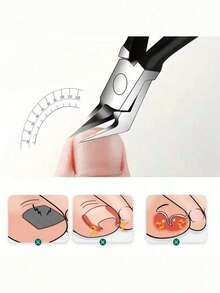 Black Stainless Steel Nail Care Tool Set - Durable Nail Clippers, Nail Scissors And Nail File, Classic Black Handle, Suitable For Men, Women And Elderly - Multicolor - View 2