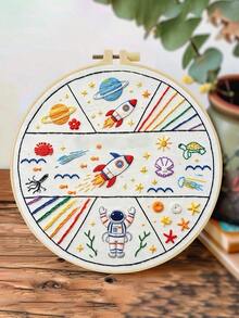 1件 20*20cm/7.9*7.9in 不同花卉刺繡套件，DIY手工刺繡套裝，適合成人初學者，居家禮物，女性縫紉禮物，包含使用說明書、印花布料、刺繡框、針與線 - A - 查看 19