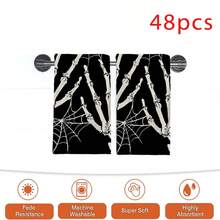 2/4/48pcs Halloween Series Skeleton Hand, Spider Web Minimalist Line Pattern Printed Kitchen Towels - Super Soft, Highly Absorbent Polyester Dish Cloths And Hand Towels, Perfect For Holiday Decor, Kitchen Decor, Party Decor. - Multicolor - View 13