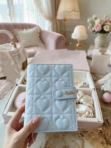 1pc New Japanese Style Original Multi-Purpose Sweet Cute Fashionable Retro Elegant Heart Crystal Embroidery High-End Soft PU Leather Compact Wallet, Waterproof, Can Hold Cards, Coins, ID, Convenient For Daily, Shopping, Commuting, Party, Gift - Multicolor - View 10