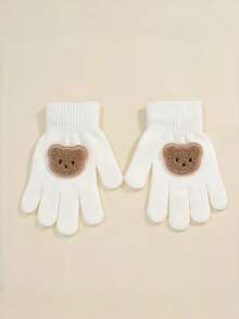 1 Pair Cute Bear Pattern Knitted Warm Gloves - 1Pair - View 3