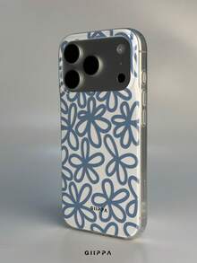 GIIPPA 1pc Blue Line Floral Pattern Design, Phone 17 Pro Max Phone Case, Compatible With Phone 16 Pro Max, 15 Pro Max, 14 Pro Max, Korean Style High-End Fashion Fun Phone Case, Compatible With 11/12/13/14/15/16 Pro Max Plus, Elegant Design Suitable For Men And Women, Perfect Gift For Girlfriend On Christmas, Valentine's Day, Easter, Wedding Season And Birthday! - Multicolor - View 3