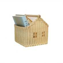 1pc Nordic Rattan House-Shaped Decorative Basket – Handwoven Storage Organizer With Window View For Desktop, Toys, And Home Decor, Natural Beige Color, Open Top Design, Cute Storage, Shelf Baskets - Original Rattan Color - S - View 5