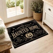 1件萬聖節 Haunted Home 字母廚房地墊，黑金南瓜蝙蝠蜘蛛網印花聚酯纖維門墊，適用於廚房、玄關與客廳節日裝飾 - 彩色 - 查看 8