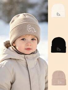 Children's Autumn New Knit Hat, Cute Embroidered Dinosaur Design, Suitable For Boys And Girls Aged 1-4 Years - Multicolor - View 1
