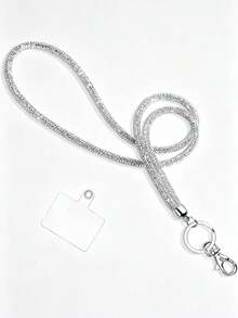 1 Pack Rhinestone Neck Badge Lanyard, ID And Key Strap Rhinestone Office Lanyard, 31.5 Inch (Approx. 80 Cm) Shiny Neck Strap With Metal Buckle And Key Ring, Crystal Lanyard, ID, Key Strap (White) - A - View 16