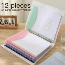 6pcs A4 Expanding Folders With Button 11-Ring Binder Pockets - Heavy Duty PP Plastic File Organizer With Locking Mechanism, Vibrant Colors - Durable A4 Binder Organizer For School, Office And Home Organization - Multicolor - View 13