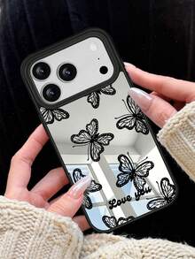 GIIPPA 1 Stück Spiegel Handyhülle mit individuellem Namen und Schmetterlingsmuster, personalisierte Handyhülle, kompatibel mit iPhone 17/16/15/14/13/12/11 Pro Max Air Handyhülle, Geschenk zum Schulanfang, Urlaubsgeschenk, Valentinstagsgeschenk, Geburtstagsgeschenk - Verschiedenfarbig - Übersicht 7