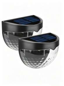 2, 4pcs Solar Fence Lights, Outdoor Decorative Garden Wall Lights, Waterproof Solar Wall Lights For Patio, Yard, Stairs - Black - View 10