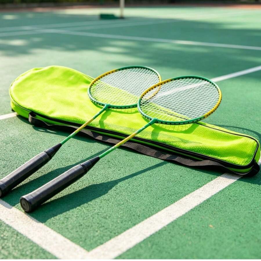 Badminton Racket Set, 72*21cm,Random Color Green Or Purple, Portable Outdoor Indoor Sports Racquet For Adult Beginner Family Entertainment With Storage Bag - Multicolor - View 1