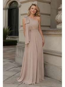 Long Party Dress With Lace, Lined Cups, Comfortable, Elegant, Simple - Beis - Ver 6