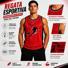 Men's Sports Tank Top For Sports Activities, Gym And Casual Use - 紅色籃球 - 查看 4